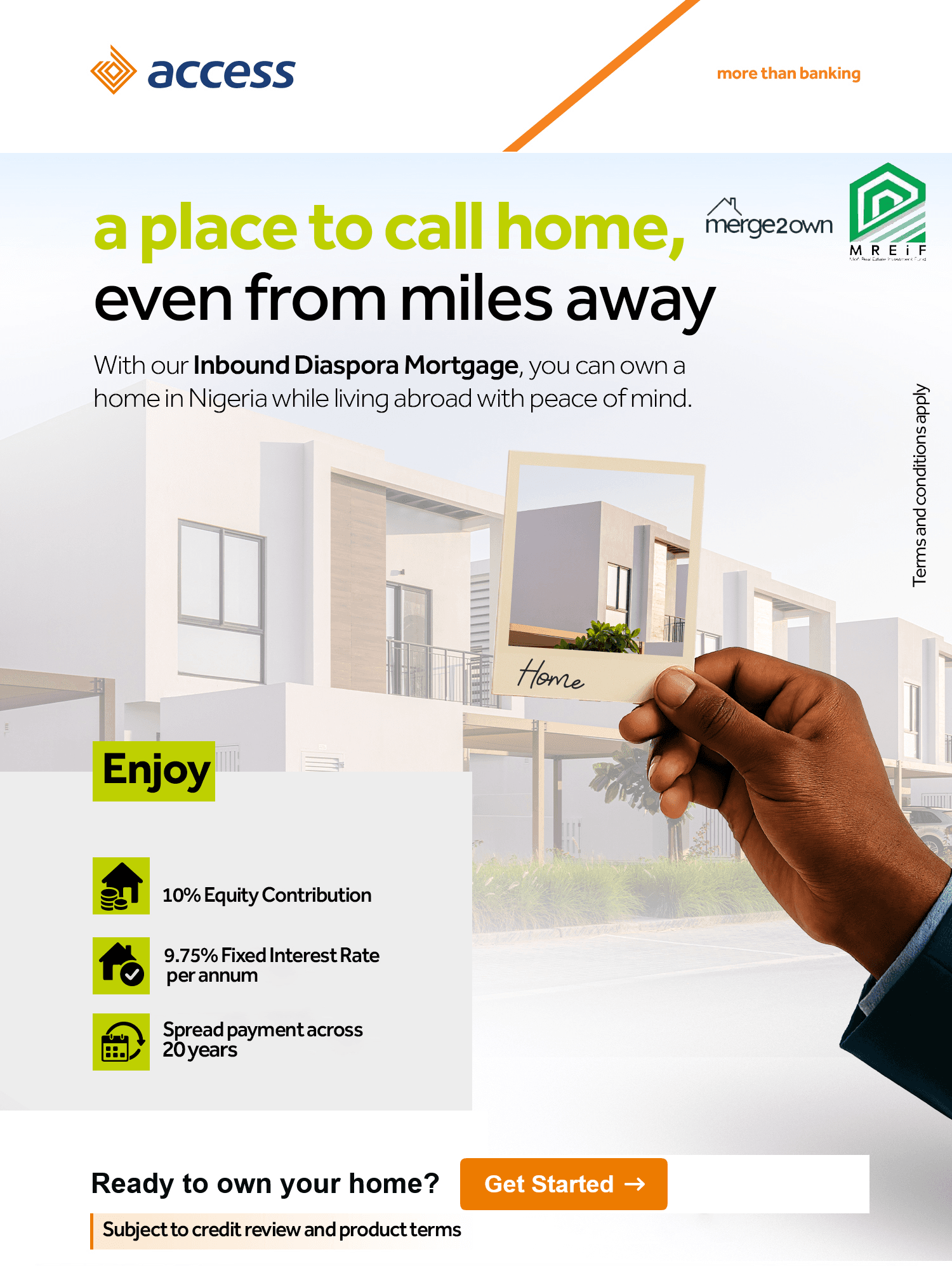 A place to call home, even from miles away — own a home in Nigeria while living abroad with our Inbound Diaspora Mortgage.